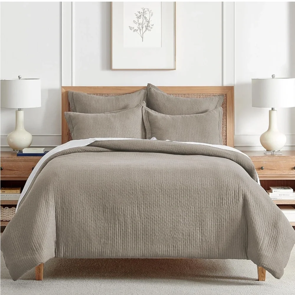 Levtex Home Reede Muslin Cream Duvet Cover Set with Shams King